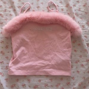 Fuzzy pink Angel Crop top